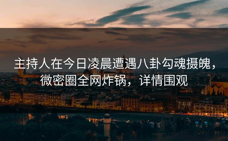 主持人在今日凌晨遭遇八卦勾魂摄魄，微密圈全网炸锅，详情围观