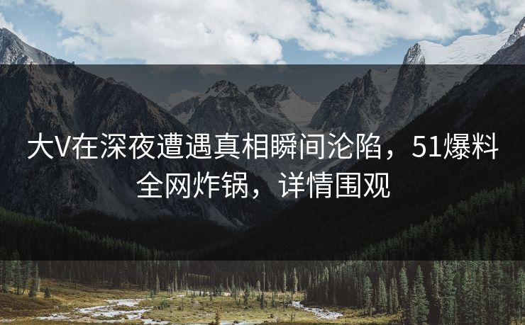 大V在深夜遭遇真相瞬间沦陷，51爆料全网炸锅，详情围观