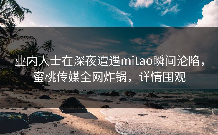 业内人士在深夜遭遇mitao瞬间沦陷，蜜桃传媒全网炸锅，详情围观